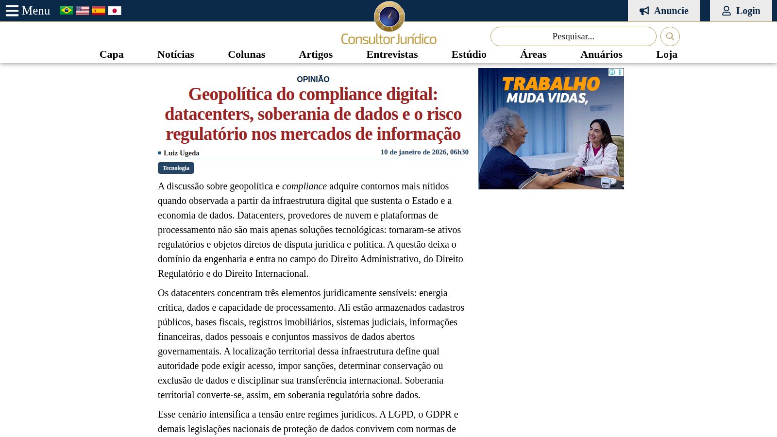 Geopolítica do compliance digital: datacenters, soberania de dados e o risco regulatório nos mercados de informação