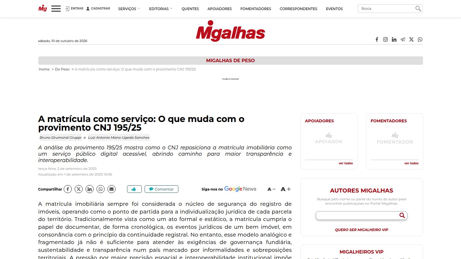 A matrícula como serviço: O que muda com o provimento CNJ 195/25