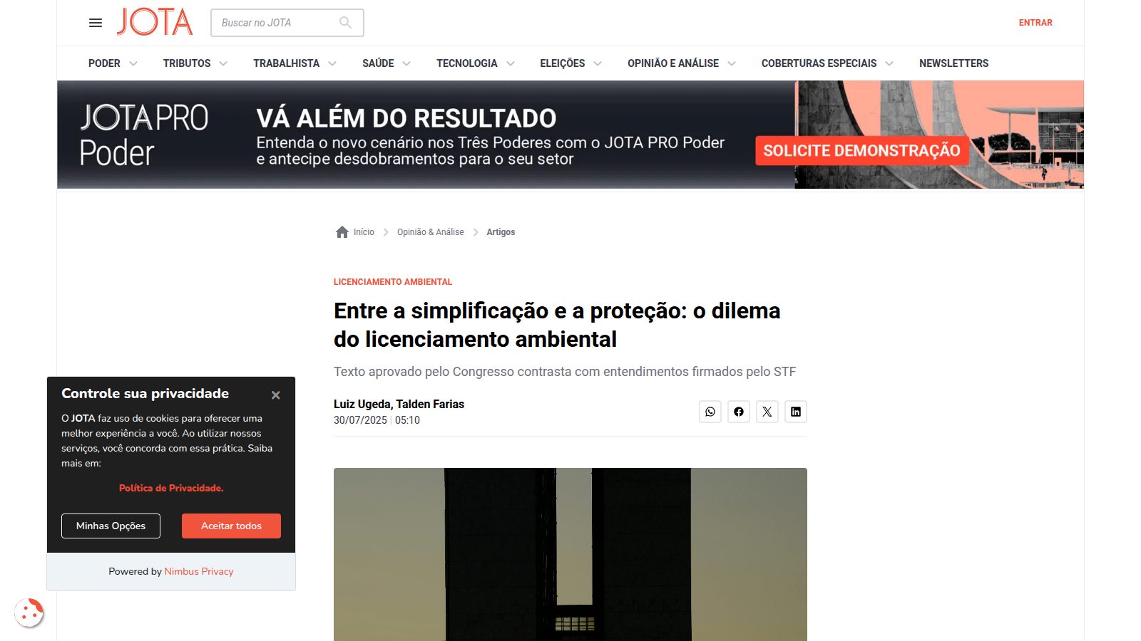 Entre a simplificação e a proteção: o dilema do licenciamento ambiental