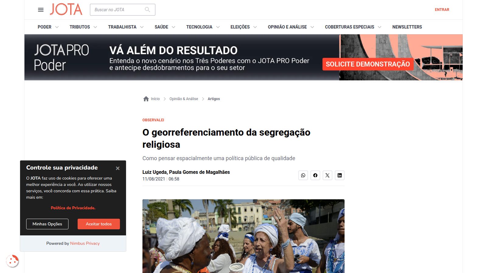 O georreferenciamento da segregação religiosa