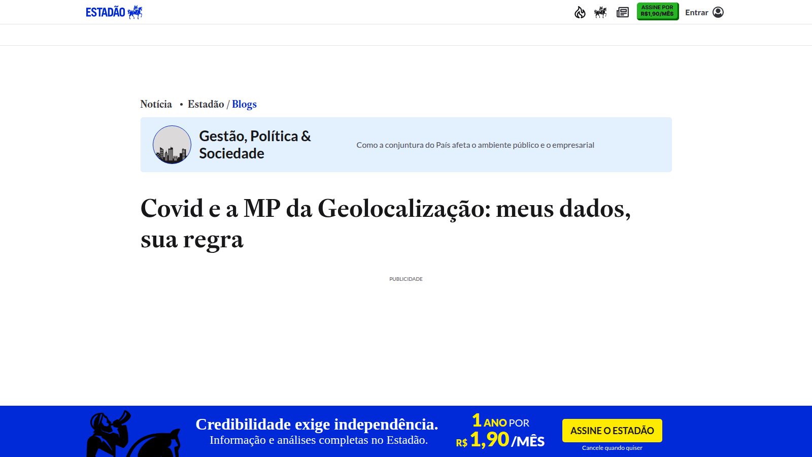 Covid e a MP da Geolocalização: meus dados, sua regra